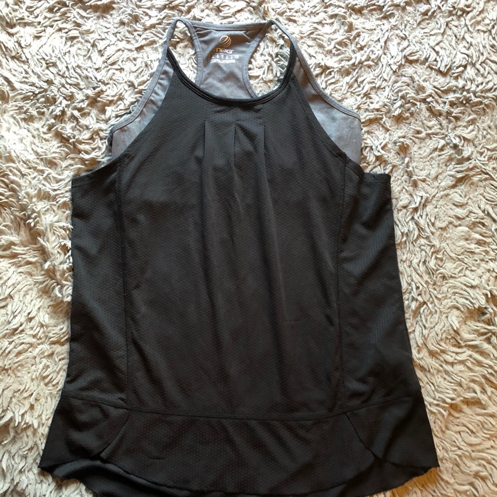 MPG 2 in 1 Tank Built In Bra Large Black Grey